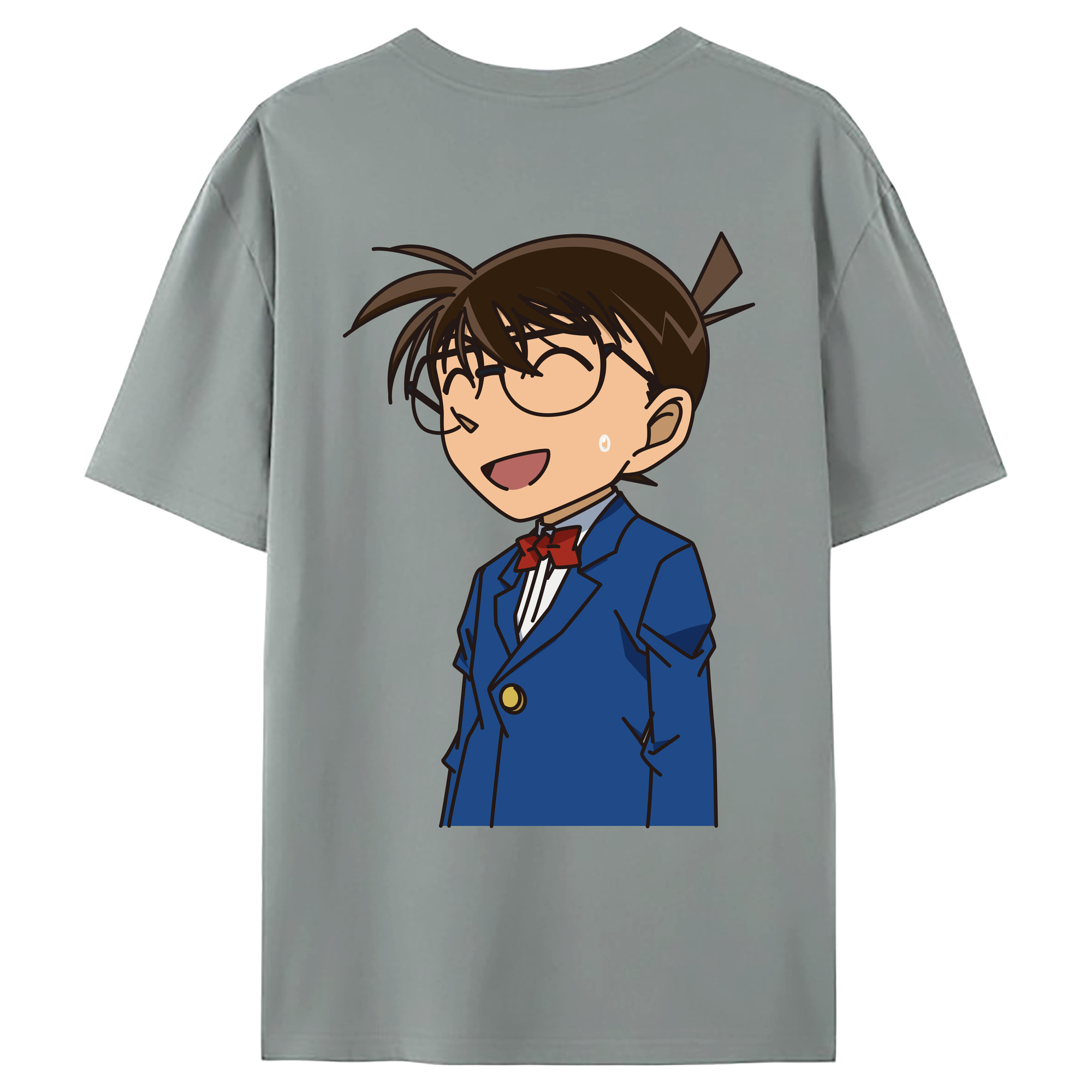 （画像用） 名探偵コナン 江戸川 コナン Detective Conan Conan Edogawa 綿100％ メンズ半袖Tシャツ（バックプリント） 通気性